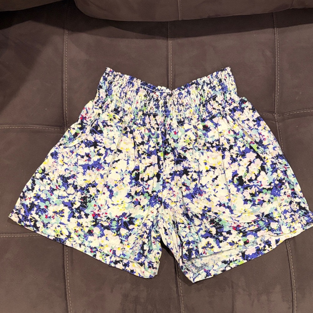 CAbi Multicolor Floral Smocked-Waist Athletic Shorts